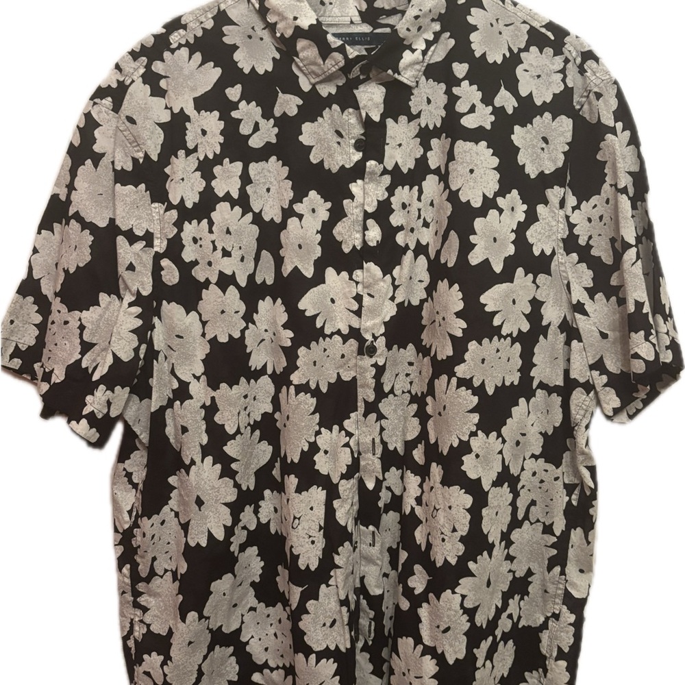Perry Ellis Black and White Floral Men's Shirt